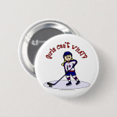 Blonde Girls Hockey-Spieler Button (Vorne & Hinten)