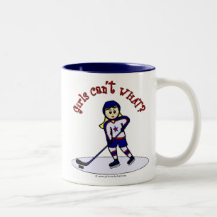 Blonde Girls Hockey-Spieler Zweifarbige Tasse