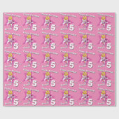 Blonde Girls pink personalisiert 5. Geburtstagspac Geschenkpapier (Flach)