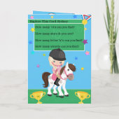 Blonde Girls Reittiere Farbseite Geburtstag Karte (Rückseite)