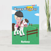 Blonde Girls Reittiere Farbseite Geburtstag Karte (Vorderseite)