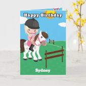 Blonde Girls Reittiere Farbseite Geburtstag Karte (Gelbe Blume)