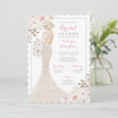Blonde Glam Bride im Gown-Brautparty Einladung (Stehend Vorderseite)