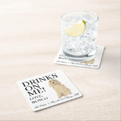 Blonde Golden Cocker Spanel Hund Hochzeit Rechteckiger Pappuntersetzer (Vor Ort)