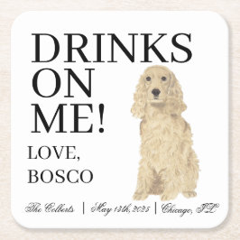 Blonde Golden Cocker Spanel Hund Hochzeit Rechteckiger Pappuntersetzer