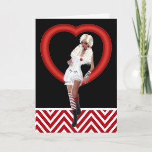 Blonde Gothic Heart Girl Valentine's Day Card Feiertagskarte