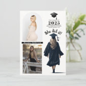 Blonde Grad Girl Abschluss Foto Ankündigung (Stehend Vorderseite)