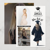 Blonde Grad Girl Abschluss Foto Ankündigung (Vorne/Hinten)