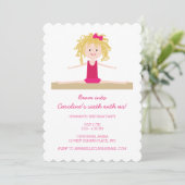 Blonde Gymnast | Birthday Invite Einladung (Stehend Vorderseite)