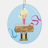 Blonde Gymnast-Gymnastik-Weihnachtsverzierung Keramikornament (Links)