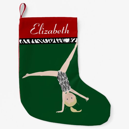 Blonde Gymnast Personalisiert Weihnachten Kleiner Weihnachtsstrumpf (Vorderseite)
