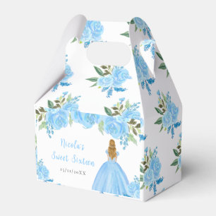 Blonde-Haar-Prinzessin Blaue Blumen Sweet Sixteen Geschenkschachtel