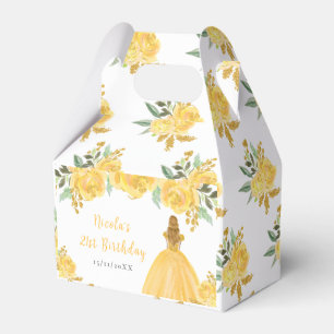 Blonde-Haar-Prinzessin Gold Blumen Geburtstagsfeie Geschenkschachtel