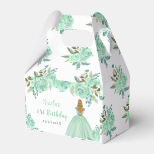 Blonde-Haar-Prinzessin Mint-Blumen-Geburtstagsfeie Geschenkschachtel