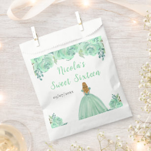 Blonde-Haar-Prinzessin Mint-Blumen Sweet Sixteen  Geschenktütchen