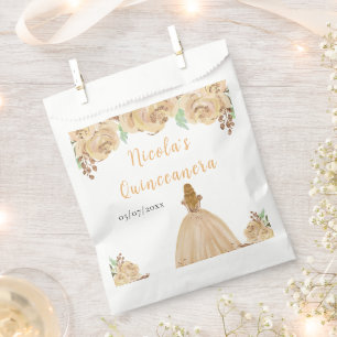 Blonde-Haar Prinzessin Peach Florale Quinceanera Geschenktütchen