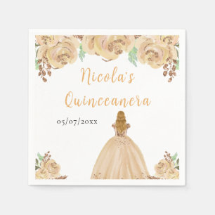 Blonde-Haar Prinzessin Peach Florale Quinceanera Serviette