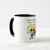 Blonde Haare Stylist Karikatur TASSE Personalisier (Vorderseite Links)