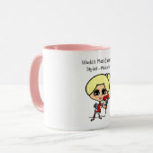 Blonde Haare Stylist Karikatur TASSE Personalisier (Vorderseite Links)