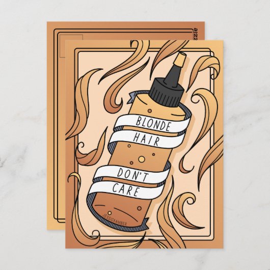 Blonde Haarfärbe Flasche Weiblicher Cartoon Postkarte (Vorne/Hinten)