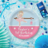 Blonde Hair Ballerina Pink Tutu Birthday Paper Pla Pappteller (Party)