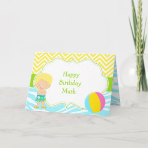 Blonde Hair Boy Pool Party Bash Party Karte