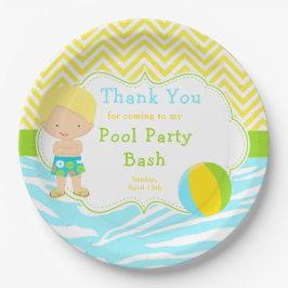Blonde Hair Boy Pool Party Bash Party Pappteller