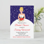 Blonde Hair Bride Snowflake Navy Brautparty Einladung (Stehend Vorderseite)
