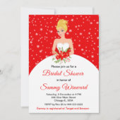 Blonde Hair Bride Snowflake Rotes Brautparty Einladung (Vorderseite)