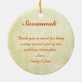 Blonde Hair Bridesmaid Favoriten Orange und Pink Keramik Ornament (Hinten)