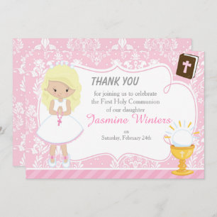 Blonde Hair Girl Erste Kommune Danke