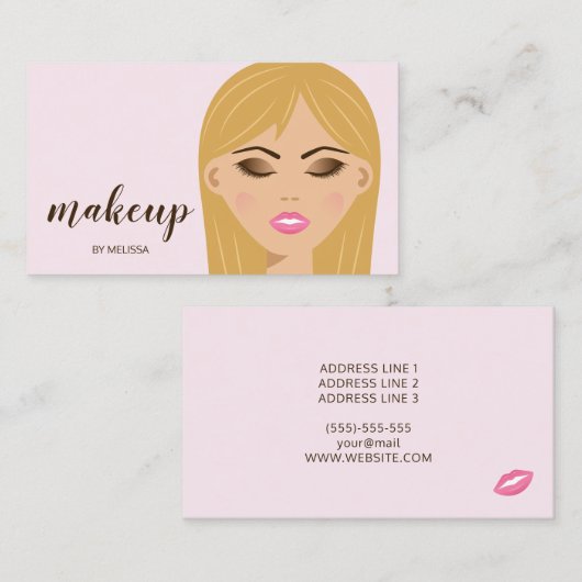 Blonde Hair Makeup Girl Nah-up Makeup Artist Visitenkarte (Vorne/Hinten)