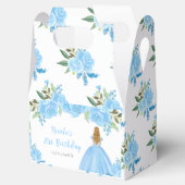 Blonde Hair Princess Blue Floral Birthday Party Geschenkschachtel (Geöffnet)