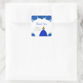 Blonde Hair Princess Blue Floral Birthday Party Quadratischer Aufkleber (Tasche)