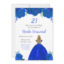 Blonde Hair Princess Blue Floral Geburtstagsparty