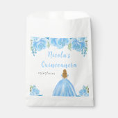 Blonde Hair Princess Blue Floral Quinceanera Geschenktütchen (Vorderseite)