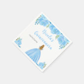 Blonde Hair Princess Blue Floral Quinceanera Serviette (Ecke)