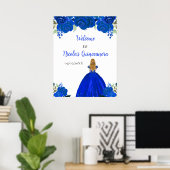 Blonde Hair Princess Blue Quinceanera Welcome Poster (Heimbüro)