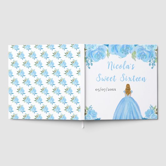 Blonde Hair Princess Blue Sweet Sixteen Guest Book Gästebuch (Voll)
