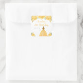 Blonde Hair Princess Gold Floral Birthday Party Quadratischer Aufkleber (Tasche)