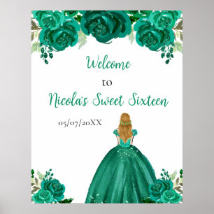 Blonde Hair Princess Green 16 . Geburtstag Willkom Poster