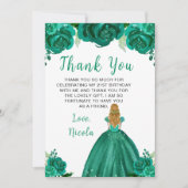 Blonde Hair Princess Green Floral Birthday Party Dankeskarte (Vorderseite)