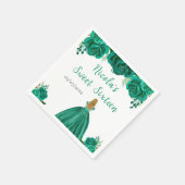 Blonde Hair Princess Green Floral Sweet Sixteen Serviette (Ecke)