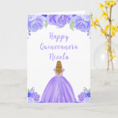 Blonde Hair Princess Lila Floral Quinceanera Karte (Gelbe Blume)