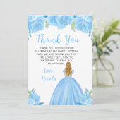 Blonde Hair Princess Navy Blue Sweet Sixteen Dankeskarte (Stehend Vorderseite)