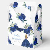 Blonde Hair Princess Navy Floral Quinceanera Geschenkschachtel (Geöffnet)