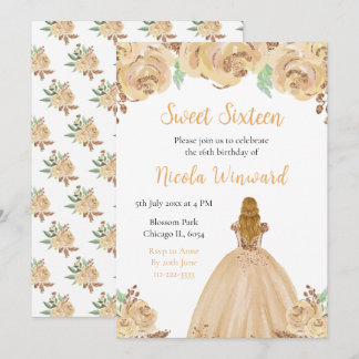 Blonde Hair Princess Peach Floral 16 . Geburtstag Einladung