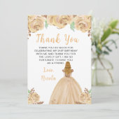 Blonde Hair Princess Peach Floral Birthday Party Dankeskarte (Stehend Vorderseite)