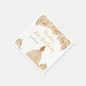 Blonde Hair Princess Peach Floral Birthday Party Serviette (Ecke)