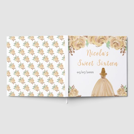 Blonde Hair Princess Peach Sweet 16 Guest Book Gästebuch (Voll)
